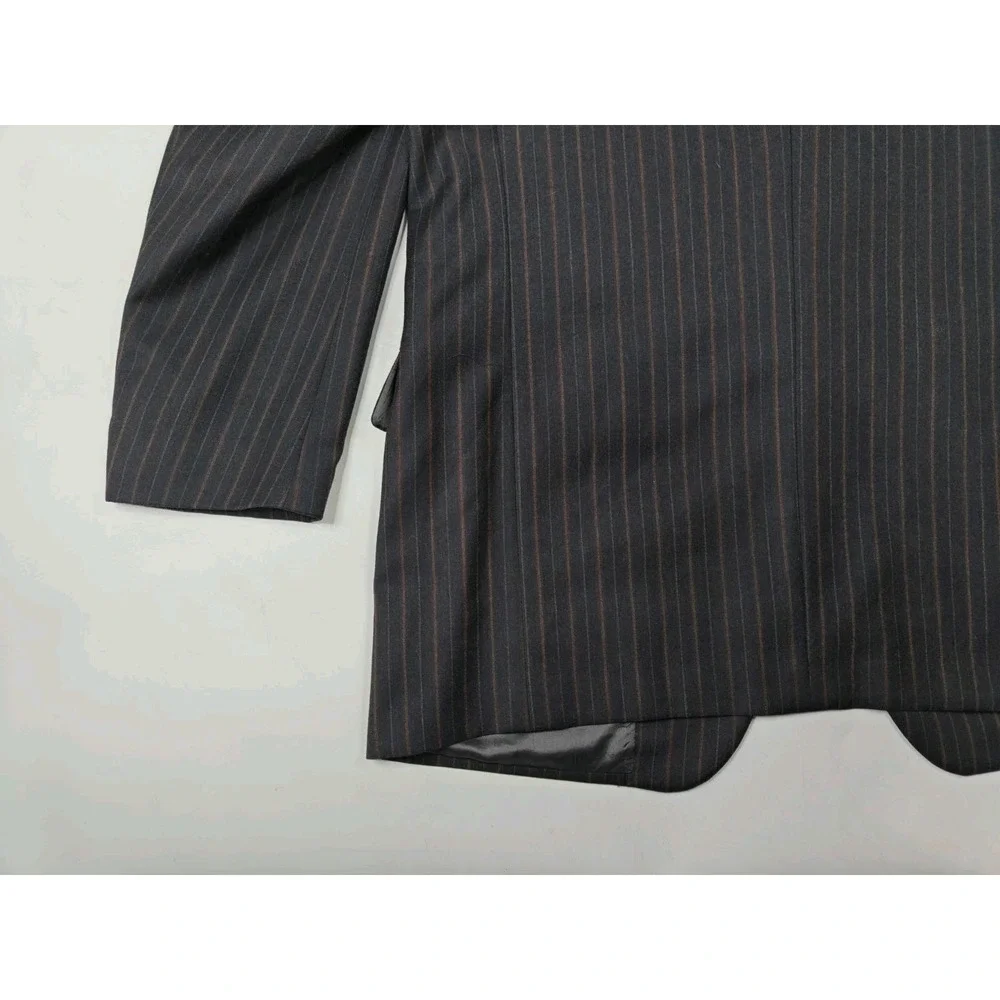 Joseph Abboud Wool Sport Coat 42L Black Brown Stripe USA 2 Button 1427/2